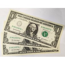 UNITED STATES OF AMERICA 2003 . ONE 1 DOLLAR BANKNOTES . STAR NOTE . ERROR . LESS INK . CONSEC TRIO